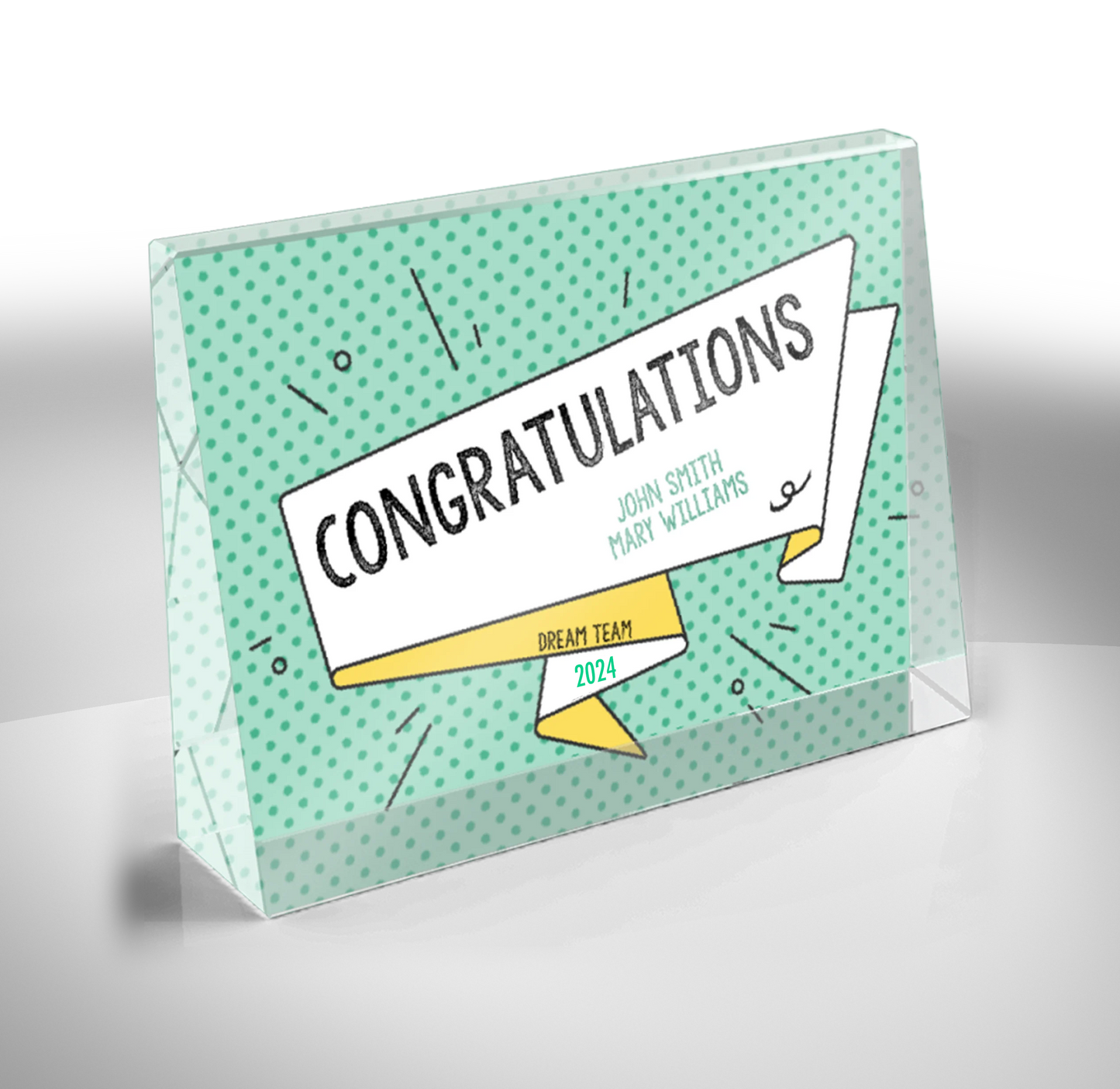 Horizontal Crystal Wedge Award - Cha Cha