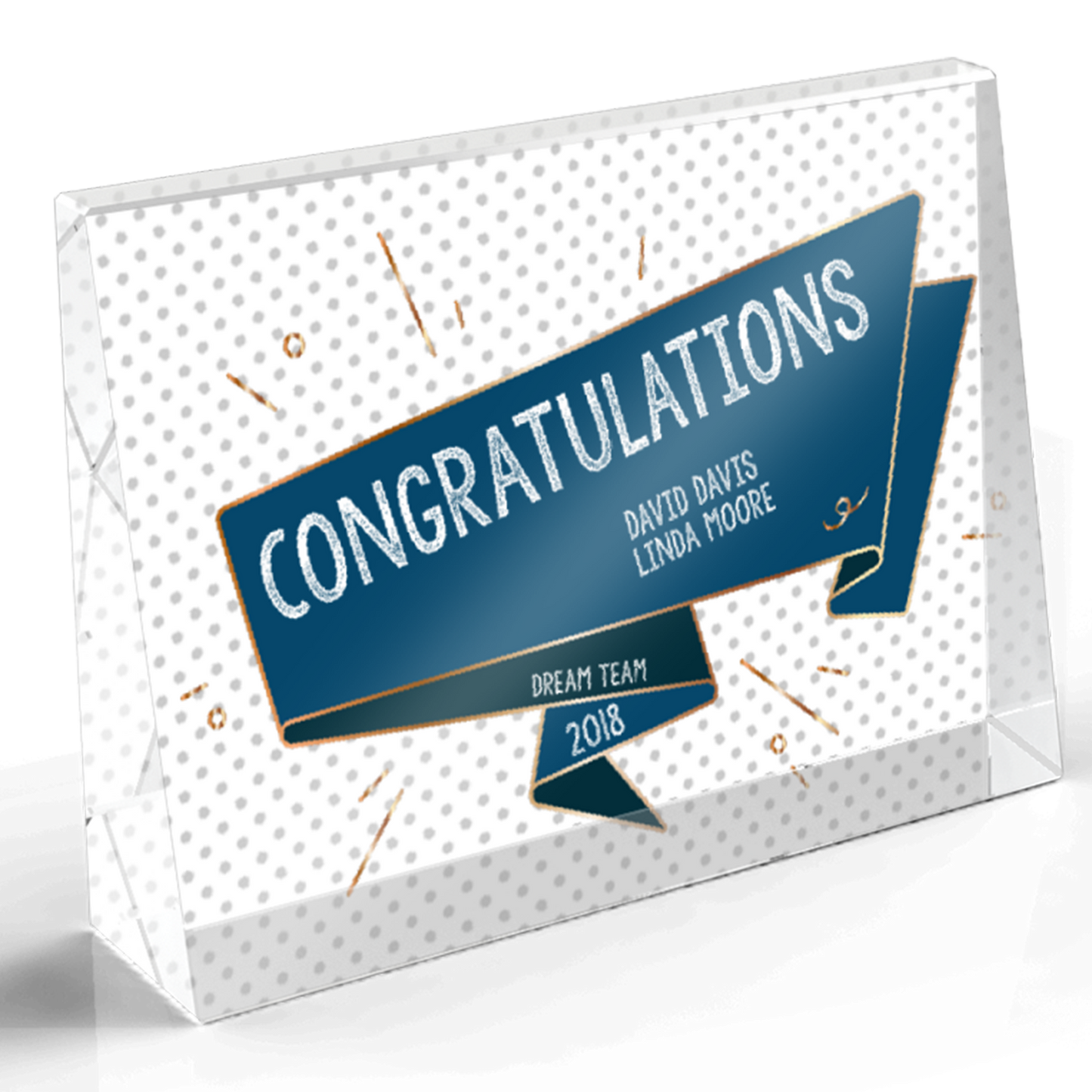 Horizontal Crystal Wedge Award - Cha Cha