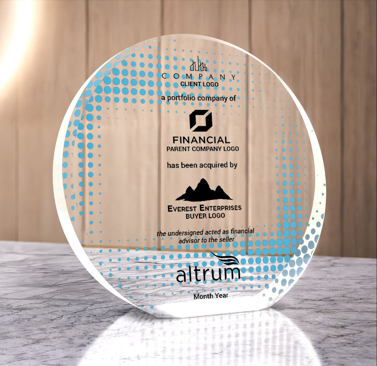 Crystal Circle Wedge Award - Deal Toy